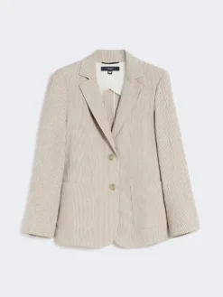 Cotton and linen seersucker blazer - SAND