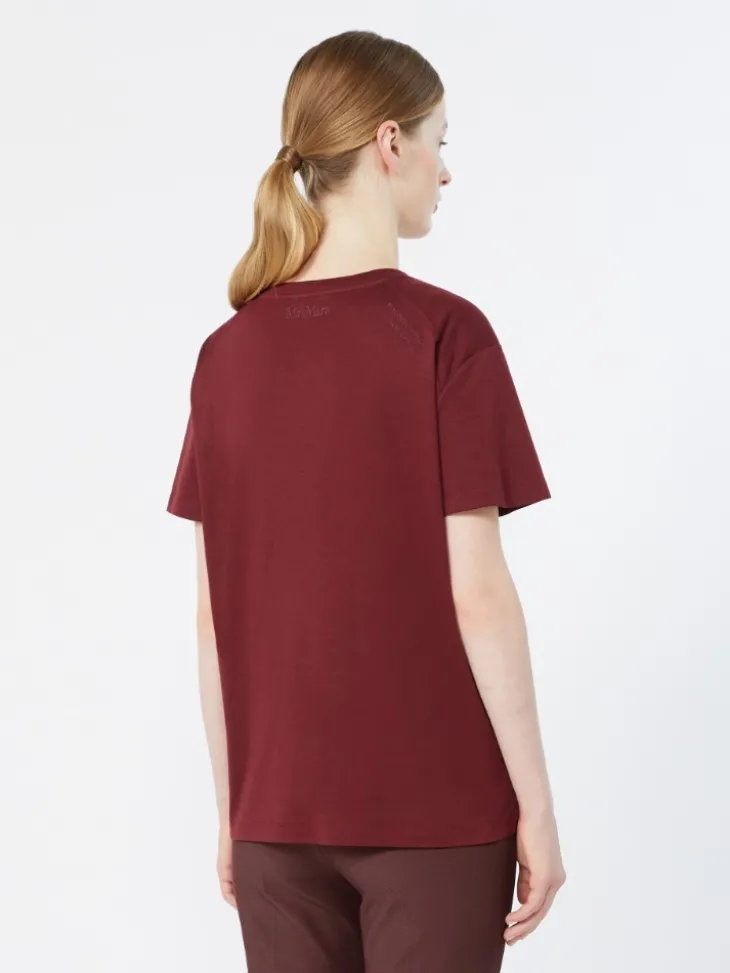 Cotton and modal jersey T-shirt - DARK RED