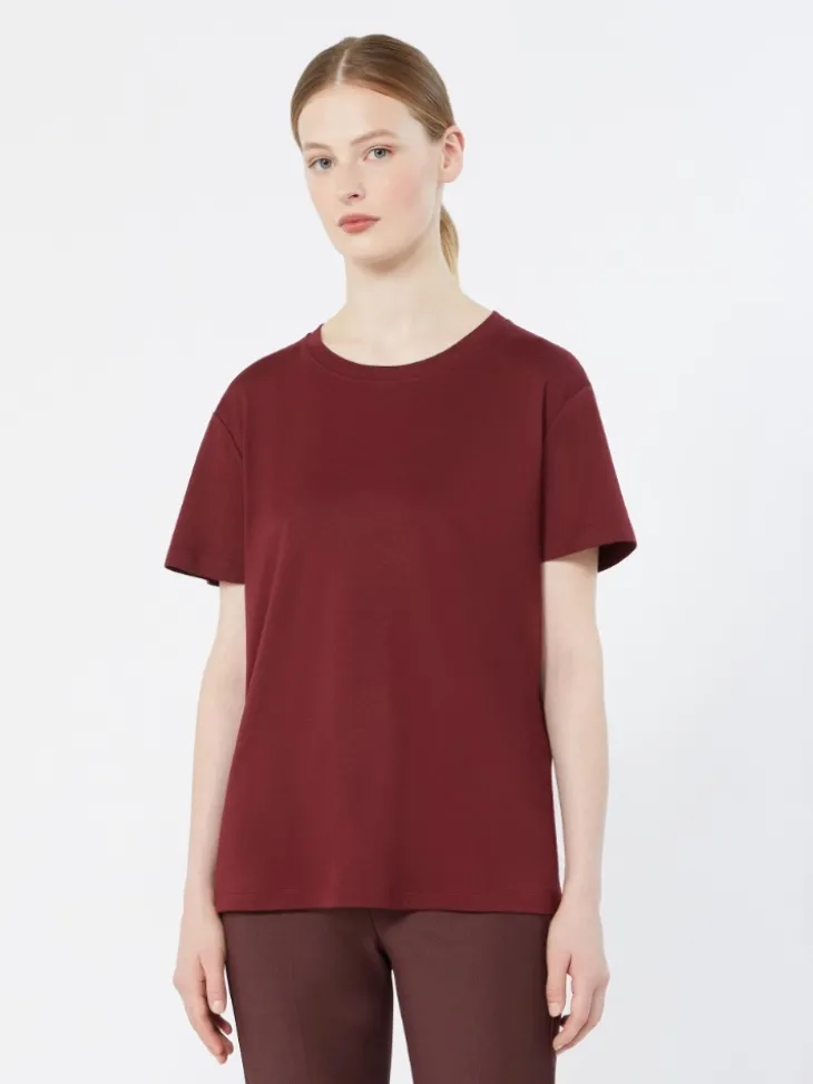 Cotton and modal jersey T-shirt - DARK RED