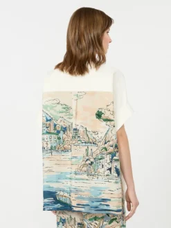 Cotton and printed silk shirt - WHITE