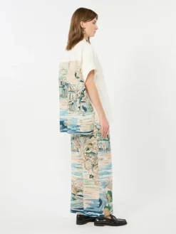 Cotton and printed silk shirt - WHITE