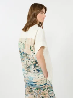 Cotton and printed silk shirt - WHITE