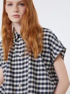 Cotton and ramie batavia shirt - NAVY