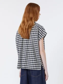Cotton and ramie batavia shirt - NAVY