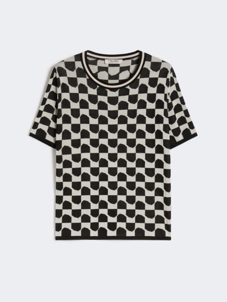 Cotton and viscose jacquard jumper - BLACK