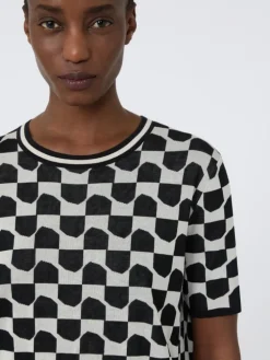 Cotton and viscose jacquard jumper - BLACK