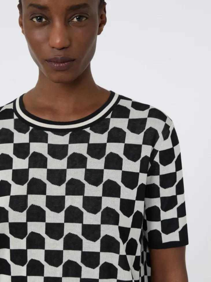 Cotton and viscose jacquard jumper - BLACK