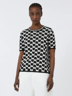 Cotton and viscose jacquard jumper - BLACK