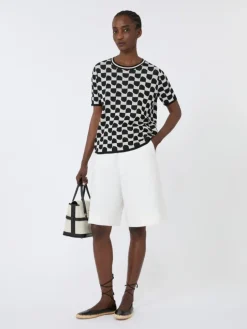 Cotton and viscose jacquard jumper - BLACK