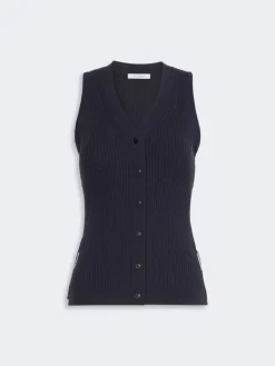 Cotton and viscose yarn gilet - ULTRAMARINE