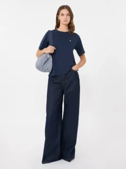 Cotton basic T-shirt - NAVY