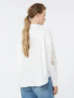 Cotton blouse with lace and embroideries - WHITE