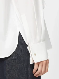 Cotton blouse with stole - OPTICAL WHITE