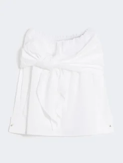 Cotton blouse with stole - OPTICAL WHITE
