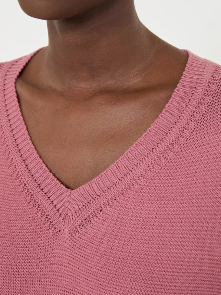 Cotton boxy sweater - ANTIQUE ROSE