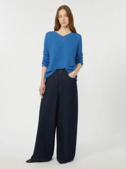 Cotton boxy sweater - CORNFLOWER BLUE