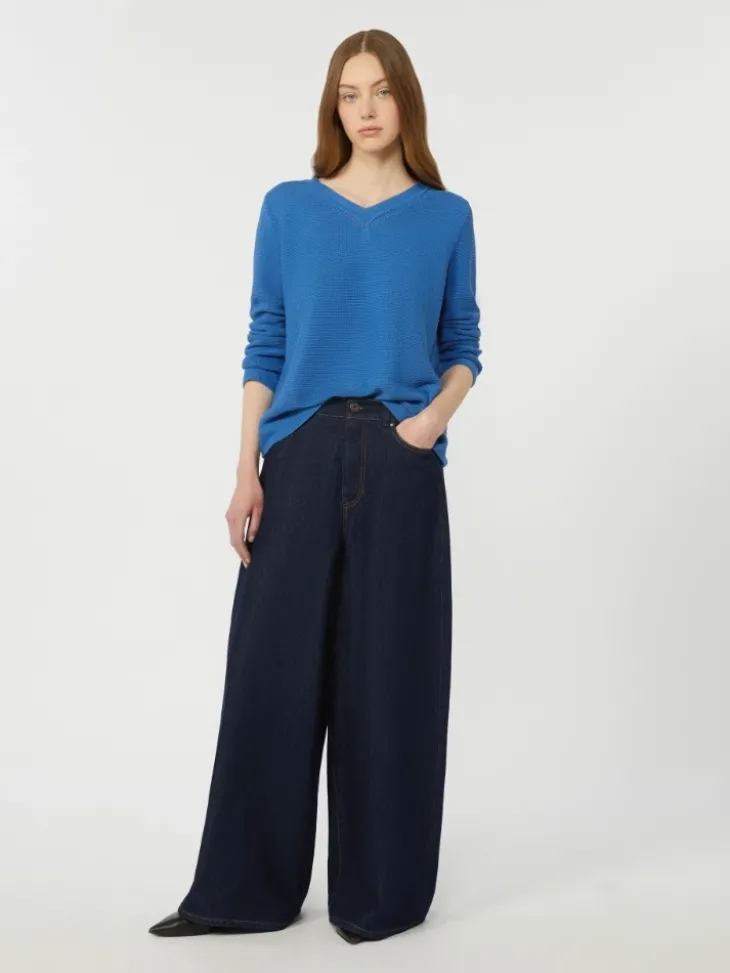 Cotton boxy sweater - CORNFLOWER BLUE