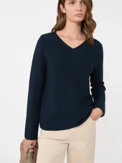 Cotton boxy sweater - NAVY