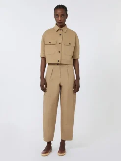 Cotton bull denim cargo trousers - SAND