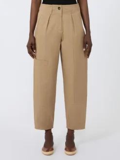 Cotton bull denim cargo trousers - SAND