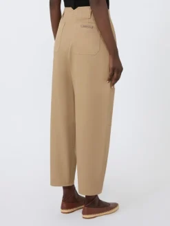 Cotton bull denim cargo trousers - SAND