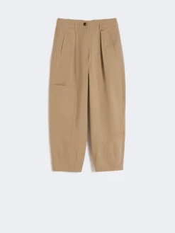 Cotton bull denim cargo trousers - SAND