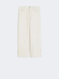 Cotton bull trousers with turn-ups - ECRU