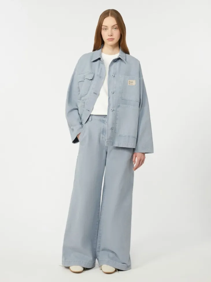 Cotton canvas workwear jacket - LIGHT BLUE