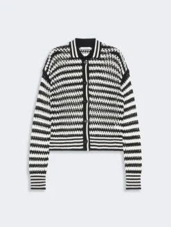 Cotton cordonnet cardigan - WHITE BLUE