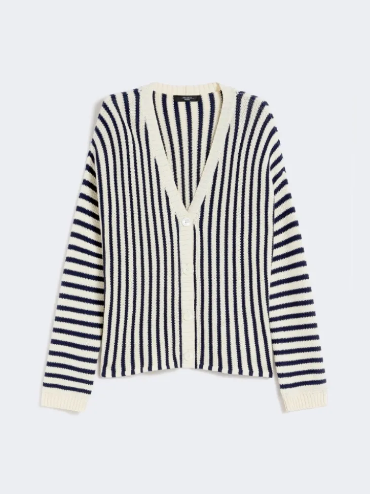 Cotton cordonnet cardigan - NAVY