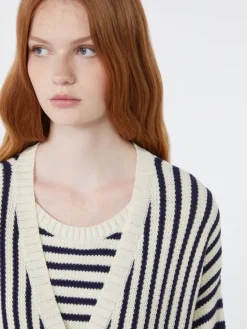 Cotton cordonnet cardigan - NAVY