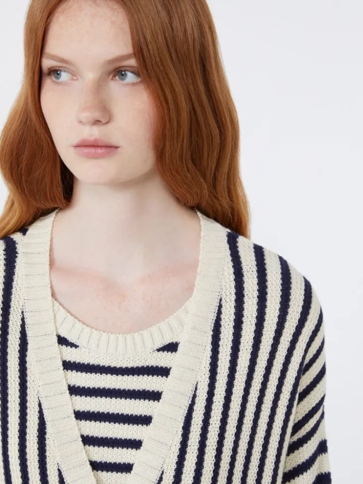 Cotton cordonnet cardigan - NAVY