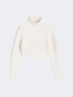 Cotton cordonnet cropped jumper - WHITE