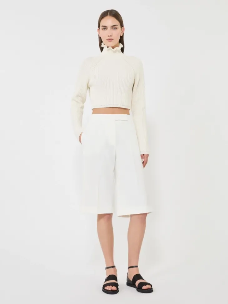 Cotton cordonnet cropped jumper - WHITE