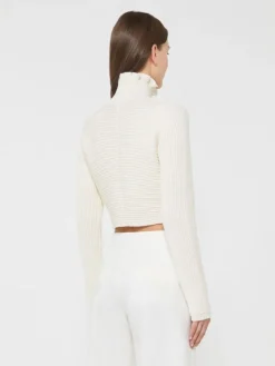 Cotton cordonnet cropped jumper - WHITE