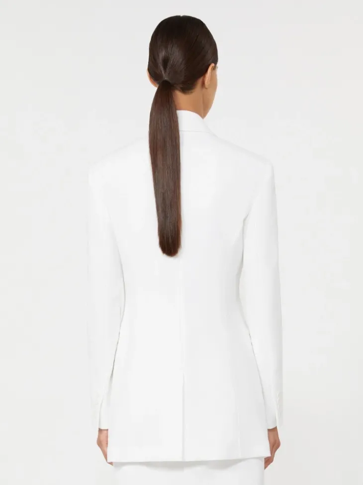 Cotton crepe canvas blazer - OPTICAL WHITE