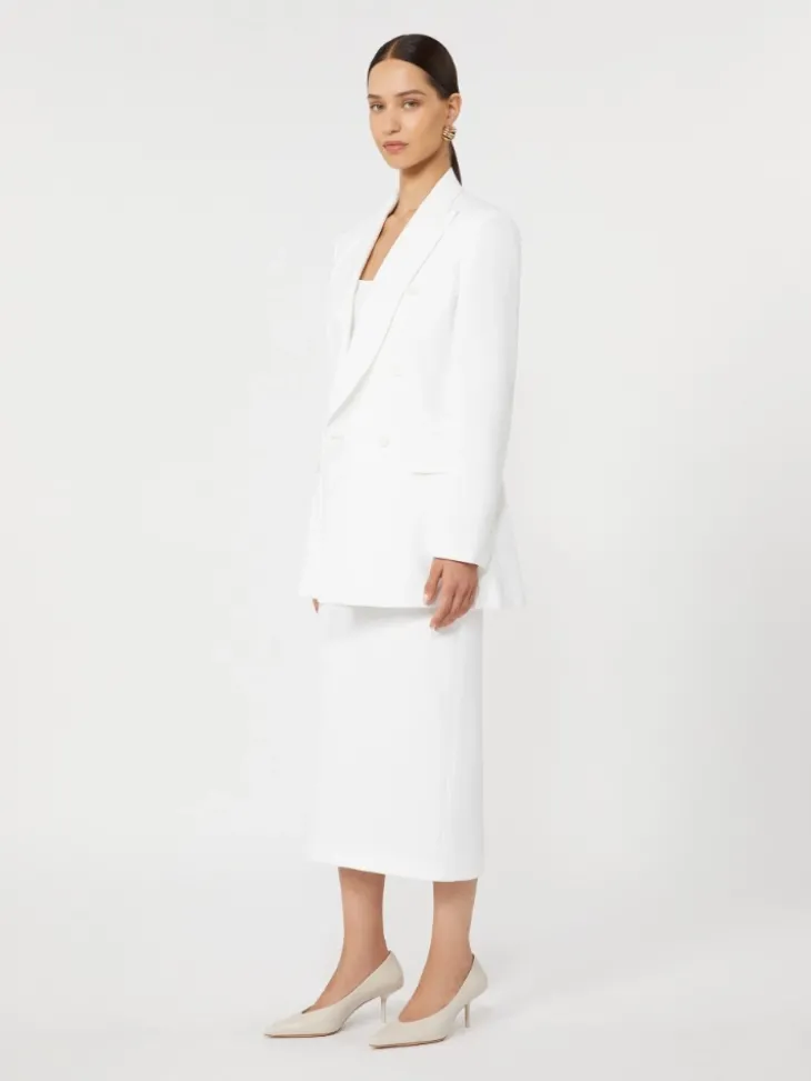 Cotton crepe canvas blazer - OPTICAL WHITE