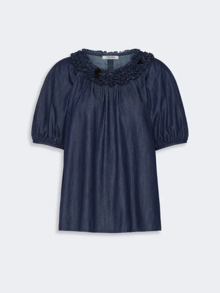 Cotton denim blouse - MIDNIGHTBLUE