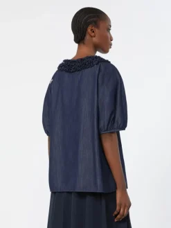 Cotton denim blouse - MIDNIGHTBLUE