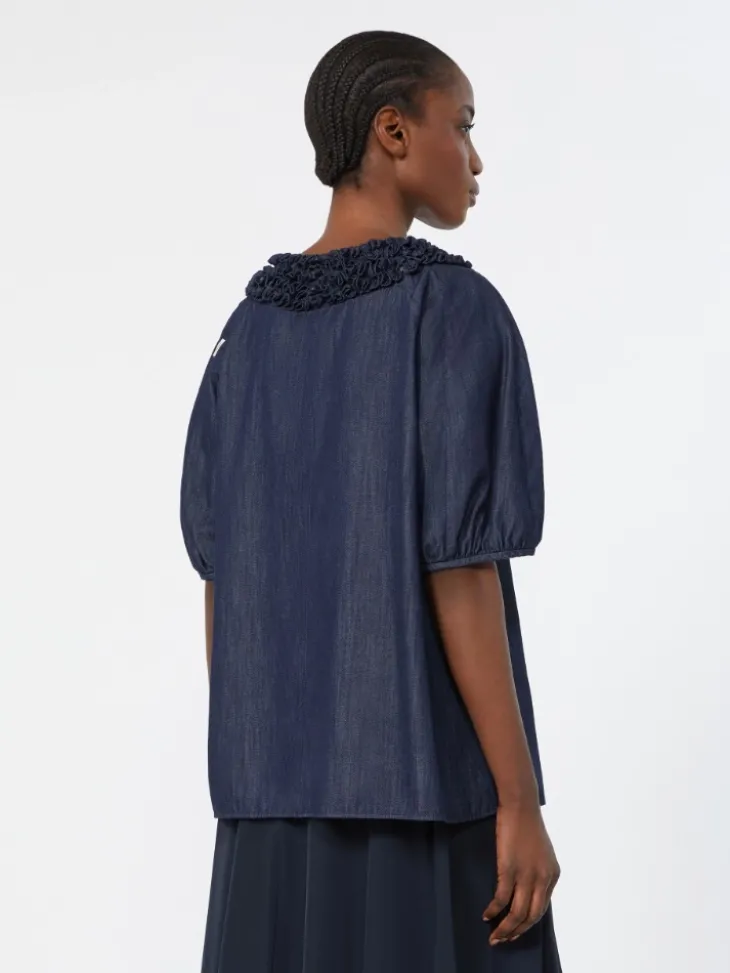 Cotton denim blouse - MIDNIGHTBLUE