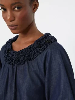 Cotton denim blouse - MIDNIGHTBLUE