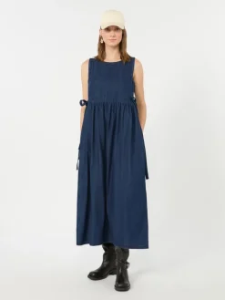 Cotton denim dress - NAVY