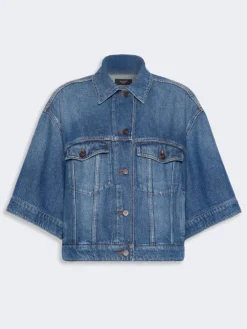 Cotton denim jacket - NAVY