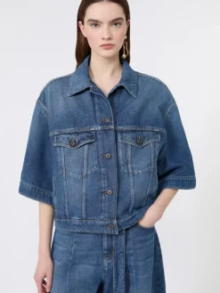 Cotton denim jacket - NAVY