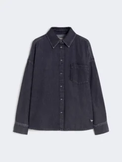 Cotton denim shirt - BLACK