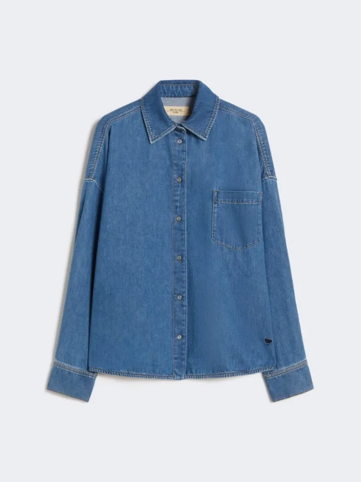 Cotton denim shirt - NAVY