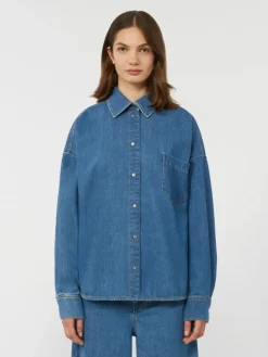 Cotton denim shirt - NAVY