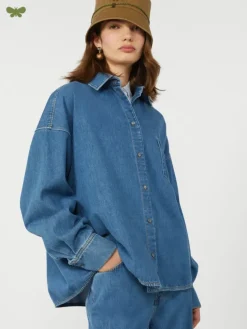 Cotton denim shirt - NAVY