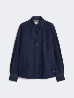 Cotton denim shirt - NAVY