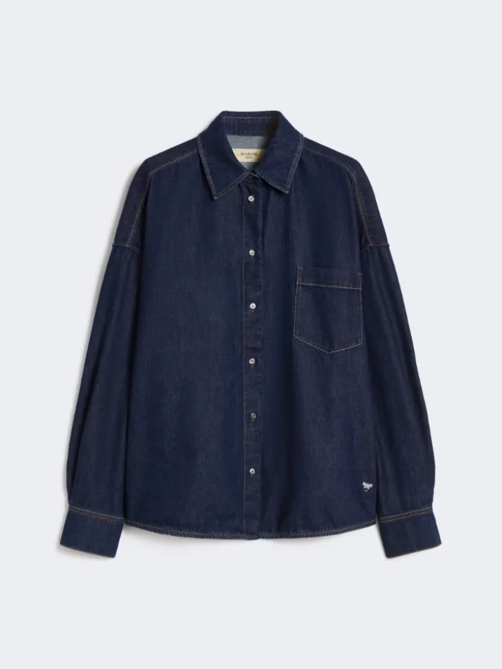 Cotton denim shirt - NAVY